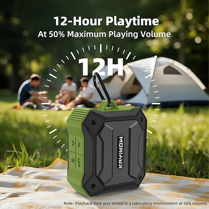 Portable Bluetooth Speaker with IPX7 Waterproof 5W Small Wireless Speakers with TWS Pairing,TF Card/AUX,12 Hours Playtime for Outdoor,Camping,Bathroom,Travel,Beach Use,Gift Ideas