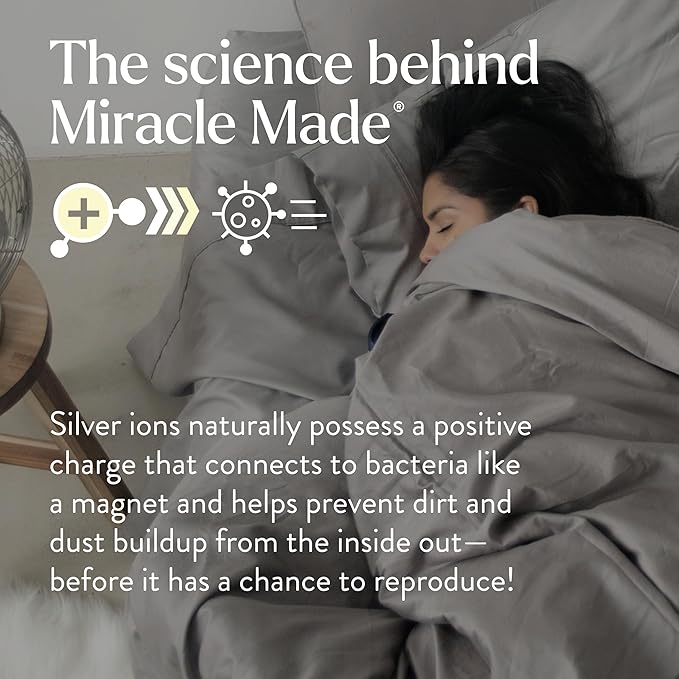 Miracle Made Extra Luxe Soft Cooling Pillowcase, 2-Piece Silver-Infused Cotton Fabric – Lightweight, Thermoregulating, Breathable Cover for Sensitive Skin, Standard Size, Stone