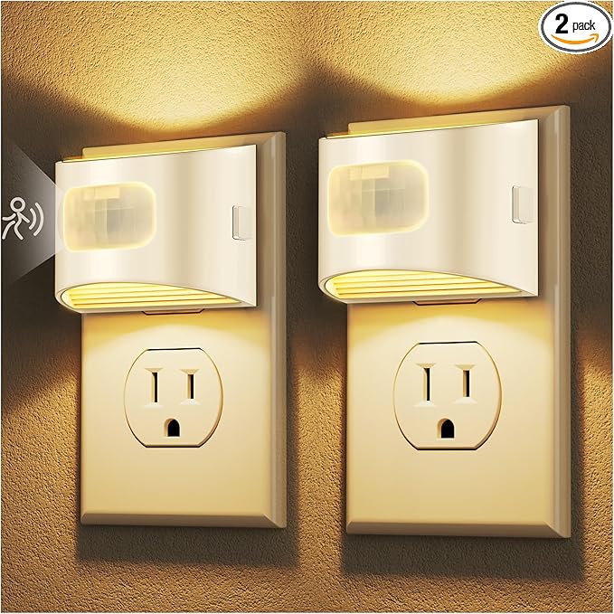 DORESshop LED Night Light[2 Pack], Night Lights Plug into Wall, 3 Mode Plug in Night Light with Motion Sensor, Dusk to Dawn Sensor, Nightlights for Adults, Bedroom, Bathroom, Hallway, White Cover