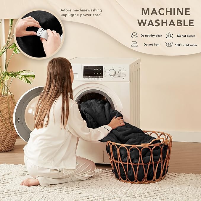 Homemate Electric Heated Blanket Full Size - 72"x84" Heating Blanket Full Size 1/2/4/6/8 Hours Auto-Off 10 Heat Level Over-Heat Protection Flannel Sherpa ETL Certification