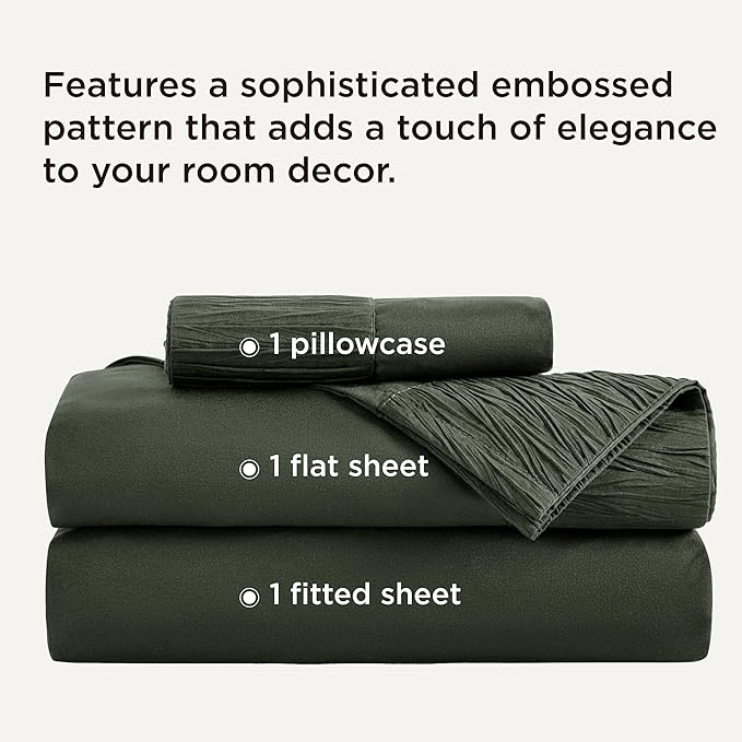Bedsure Twin XL Sheet Sets Dorm Bedding - 3 Pieces Soft Extra Long Twin Sheets, Hotel Luxury, Easy Care Microfiber for Women, Men, Olive Green