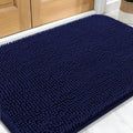 OLANLY Dog Door Mat for Muddy Paws 34x21, Absorbs Moisture and Dirt, Absorbent Non-Slip Washable Doormat, Quick Dry Chenille Mud Mat for Dogs, Entry Indoor Entryway Carpet for Inside Floor, Navy Blue