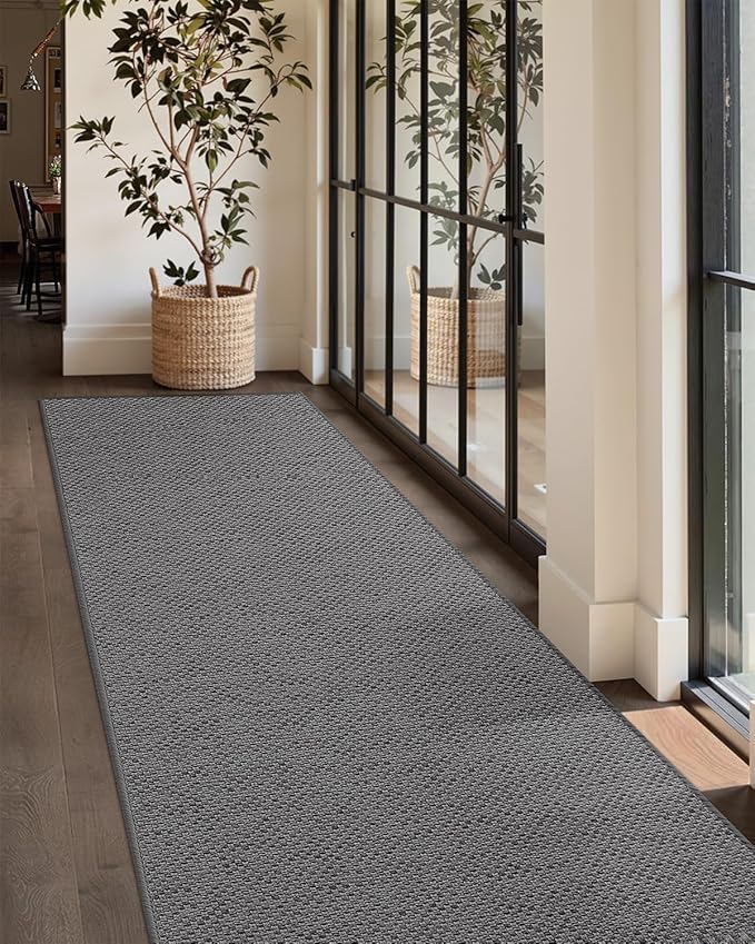 Color&Geometry Door Mat 3'x8' Runner Rug with Rubber Backing, Non Slip Washable Hallway Rug, Carpet Runners for Hallway Living Room Bedroom, Light Grey (Rolled-up NO Creases)