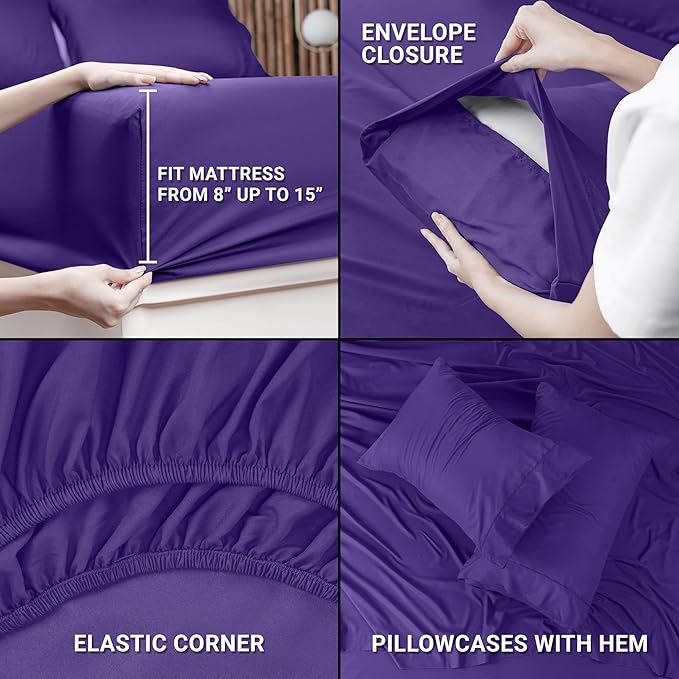 Utopia Bedding Twin Sheet Set – 3 Piece Bed Sheets for Twin Size Bed, Soft and Breathable Microfiber, Includes 1 Fitted Sheet, 1 Flat Sheet and 1 Pillowcase (Egg Plant)