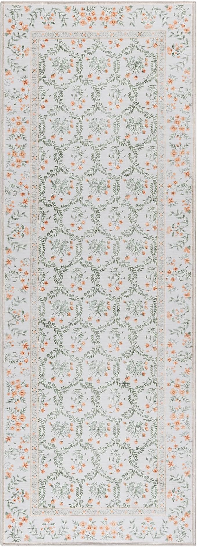 Gertmenian Indoor Boho Area Rug | Home Decor for Entryway, Bedroom, Living Room, Office, Kitchen | Non Slip, Soft, Printed Accent Rugs | Vela, Ivory, 2x6 Runner, 24607