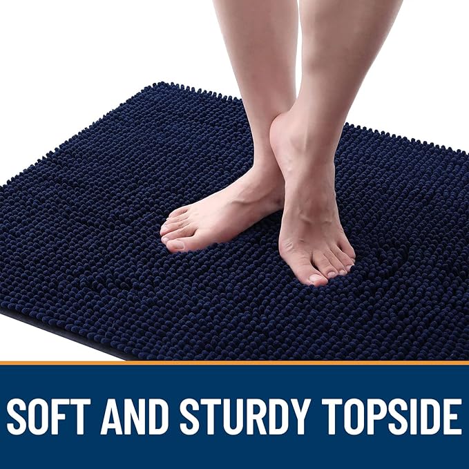 OLANLY Dog Door Mat for Muddy Paws 70x35, Absorbs Moisture and Dirt, Absorbent Non-Slip Washable Doormat, Quick Dry Chenille Mud Mat for Dogs, Entry Indoor Entryway Carpet for Inside Floor, Navy Blue