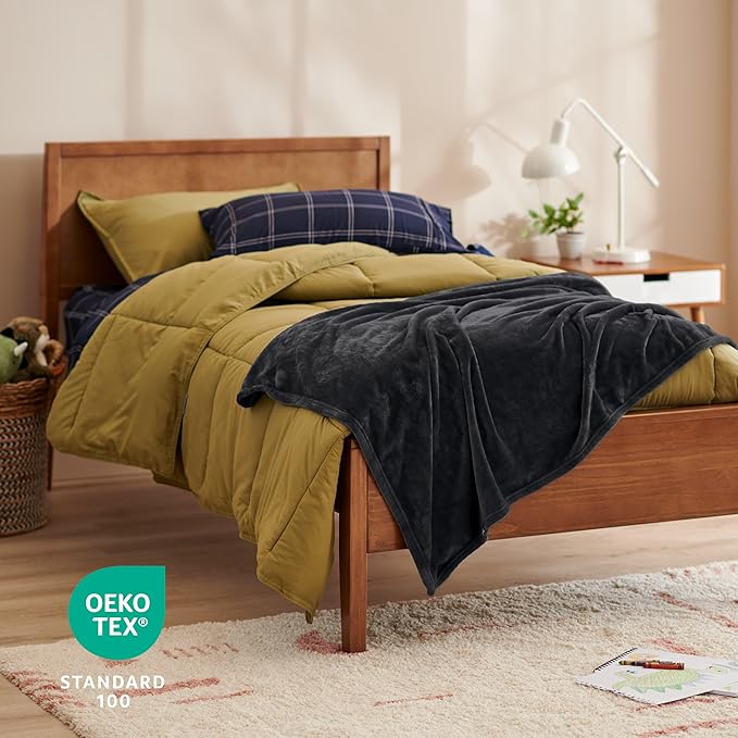 Bare Home Fleece Blanket - Kid Size - Ultra-Soft Lightweight for Bed, Sofa, and Couch - Luxury Microplush - Cozy Warm Blanket (Kid, Black)