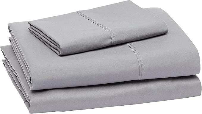 Amazon Basics Lightweight Super Soft Easy Care Comfortable Microfiber 3 Piece Bed Sheet Set with 14-inch Deep Pockets, Twin XL, Dark Gray, Solid (Pack of 4)
