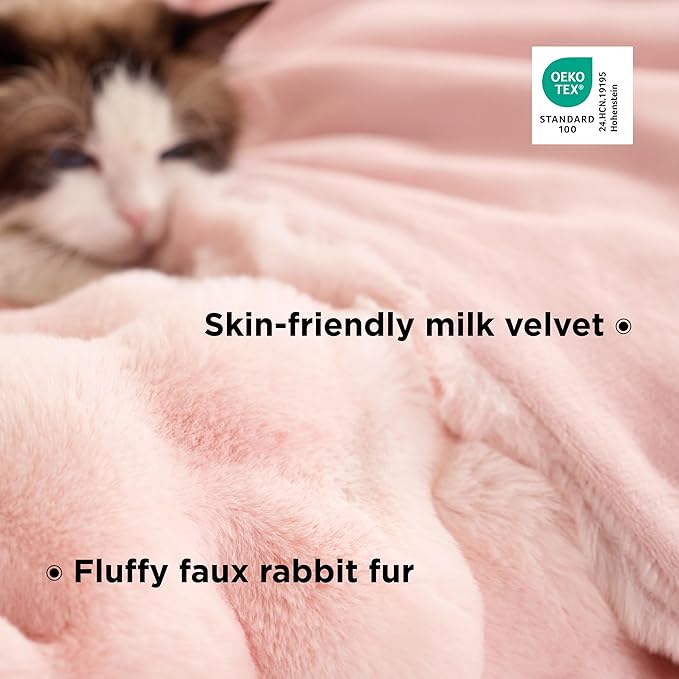 Bedsure GentleSoft Fluffy Pink Bubble Blanket, Fuzzy Soft Faux Fur Throw Blanket for Couch, Faux Fur Decor Gifts for Teenage Girls, Thick Warm Furry Cozy Gifts for Women, Tie-dye Pink, 50x60 Inch