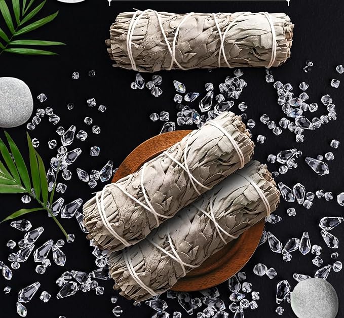 California White Sage Smudge Sticks - Sage Bundles for Smudging, Energy Clearing, Meditation, Purification, Negative Energy Removal, Spiritual Healing, Desert Sage. Salvia Blanca Limpiar (5)