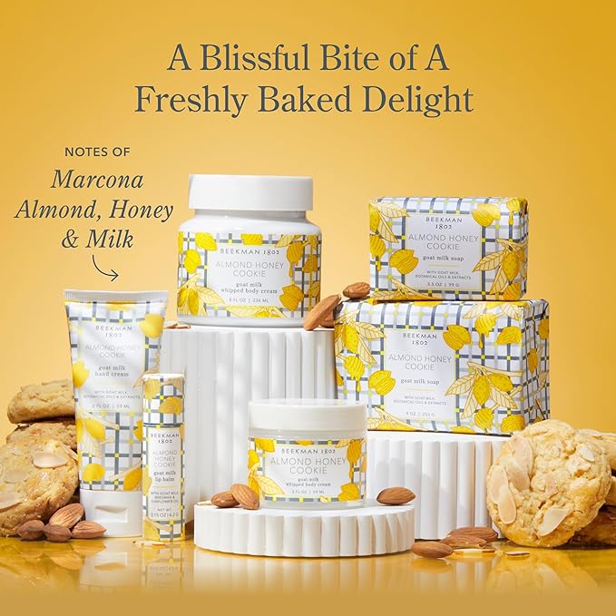 Beekman 1802 Almond Honey Cookie Whipped Body Cream - 8 oz - Moisturizes, Soothes & Softens - With Coconut Oil and Mango Seed Butter - No Irritation - Good for Sensitive Skin