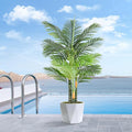 4ft Tall Triple Golden Cane Palm Artificial Tree Large Tropical Palm Tree UV Resistant Fake Plant in Pot for Indoor Outdoor Big House Living Room Outside Patio Office Home Decor 1Pack