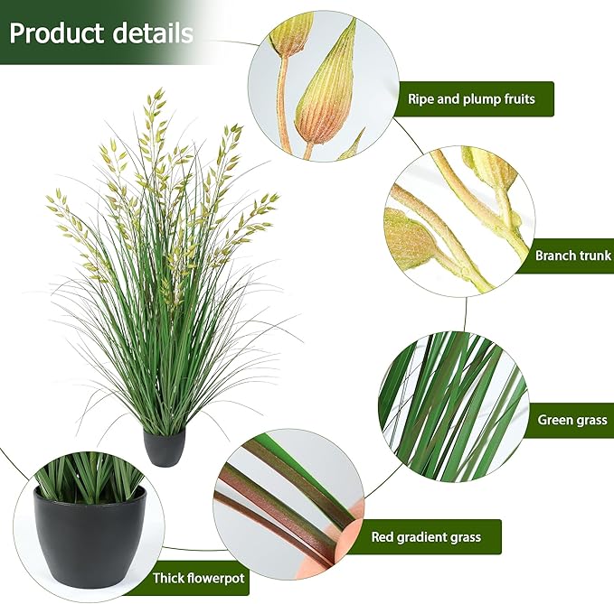Artificial Plants Artificial Wheat Grass Faux Plants Artificial Grass Plant Fake Green Plants Tall Fake Plants Tall Suitable for Indoor Home Decor Outdoor Porch Terrace Decor（47In 1PCS