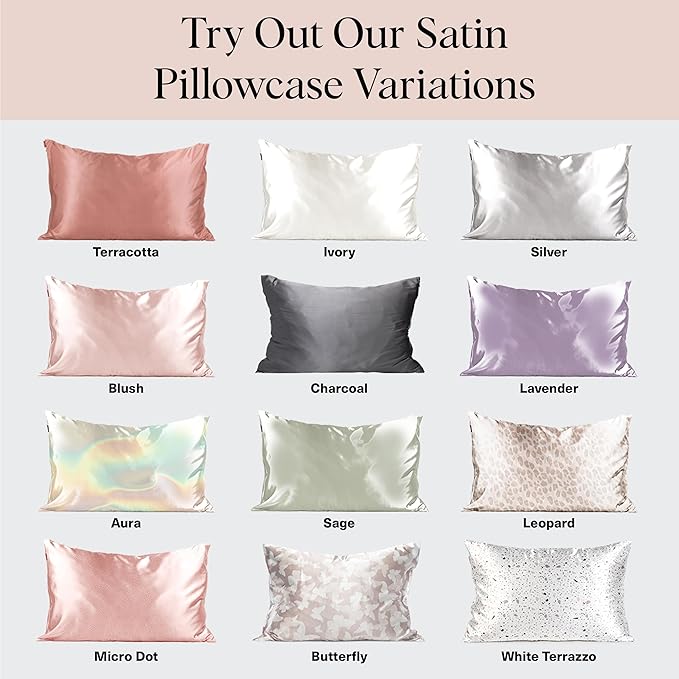 Kitsch Satin Pillowcase, Softer Than Silk Pillow Cases Queen, Cooling Pillow Covers, Satin Pillowcase w/Zipper for Hair, Skin & Quality Sleep, Wrinkle-Free & Smooth, Queen Size 19"x26", Cherry Print