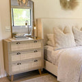 PHI VILLA Rattan Dresser - Nightstand with Drawer Boho Small Cabinet 3 Drawer Dresser, Bedside Table