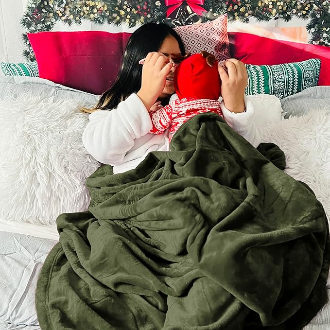 Bedsure Fleece Blankets King Size Oive Green - Bed Blanket Soft Lightweight Plush Cozy Fuzzy Luxury Microfiber, 108x90 inches