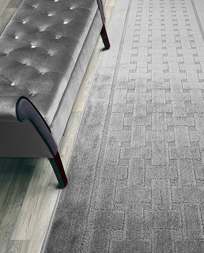 Non Slip Washable Carpet Runner Rug with Rubber Backing, Custom Floor Mat for Kitchen Hallway Stairs Bedroom Bathroom Entry, Grey, Your Choice of Length, 26 Inch X 5 feet