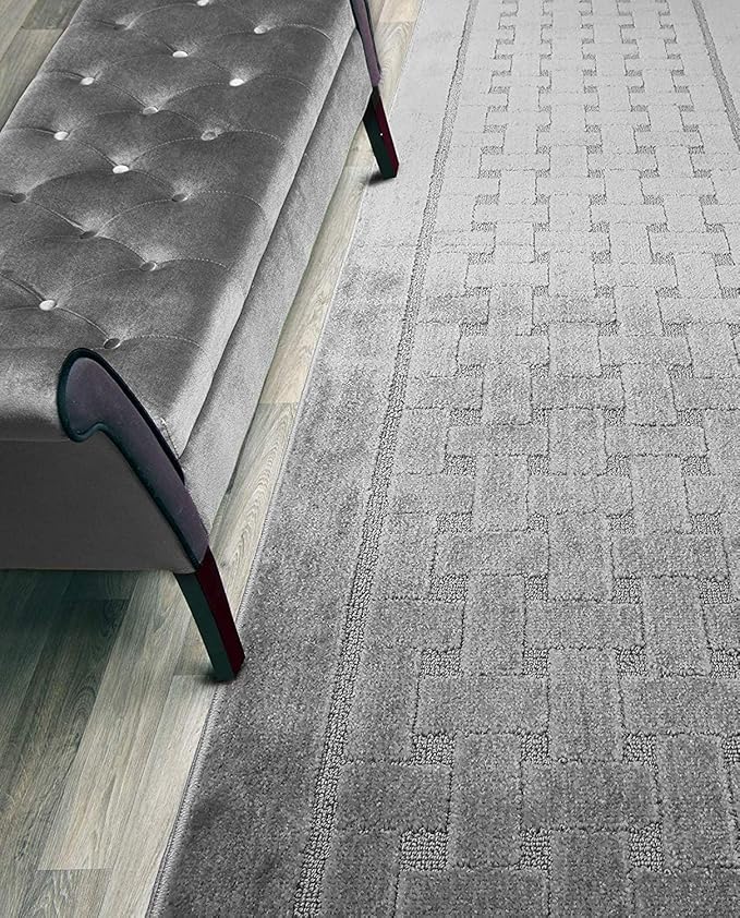 13 Ft Long, Grey, Non-Slip Washable Carpet Runner Rug with Rubber Backing, Custom Floor Mat for Kitchen Hallway Stairs Bedroom Bathroom Entryway, Your Choice of Length (26" X 13')