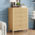 43" 5 Tall Drawer Dresser Organizer TV Drawer Cabinet Modern Wood Storage Cabinet, Modern Wood Storage Cabinet for Bedroom, Hallway, Entryway, Natural Oak