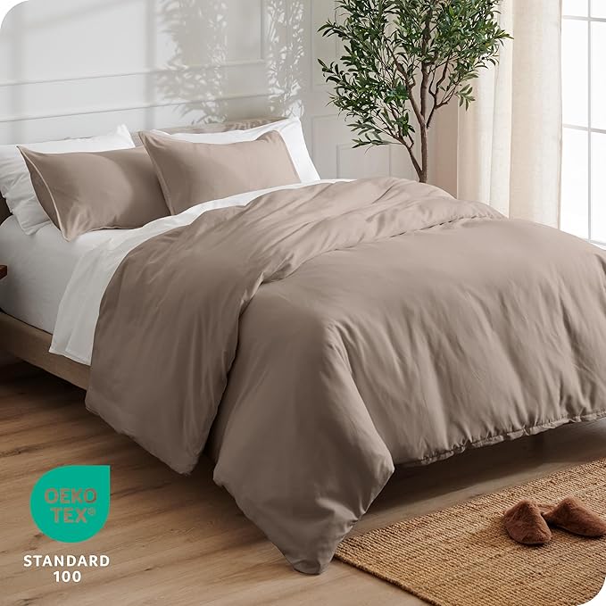 Bare Home Bedding Duvet Cover Full Size - Premium 1800 Super Soft Collection - Lightweight, Cooling - Soft Breathable Bedding Duvet Cover (Full, Taupe)