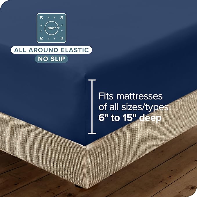 Bare Home Hotel Luxury Full Sheet Set, Extra Soft - 6 Piece Set - Deep Pockets - Easy Fit - Cooling & Breathable - Wrinkle, Fade, Stain Resistant - Includes 4 Pillowcases (Full, Dark Blue)