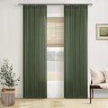 Olive Green Linen Pinch Pleated Curtains 84 Inches Long 2 Panels for Living Room Bedroom Linen Pleated Hooks Rings Back Tab Light Filtering Loden Moss Green Farmhouse Drapes 84 Inch Length