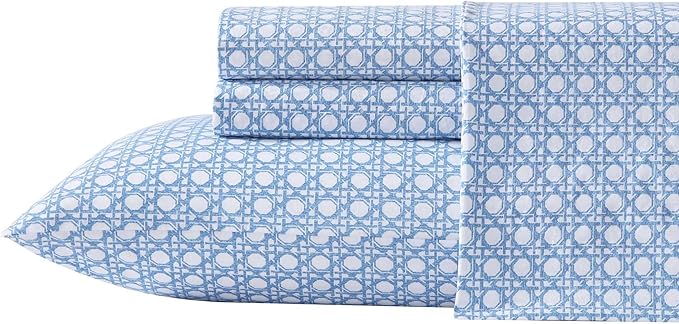 Tommy Bahama - King Bed Sheets, Crisp & Cool Cotton Percale Bedding with Matching Pillowcases, Lightweight Bed Set, Oeko-Tex Certified (Bahama Isle Blue)