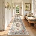 Area Rugs 2'6''x10' Washable Non-Slip, Floral Vintage Distress Print Pattern Medallion Carpet for Living Room Bedroom Dining Room, Beige Navy Blue Orange Colorful