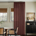 Chestnut Brown Linen Pinch Pleated Curtains 120 Inches Long for Living Room Pleated Drapes Back Tab Thick Linen Dark Terracotta Rust Farmhouse Country Extra Long 120 Inch Curtain for Dining Bedroom