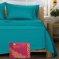 Mayfair Linen 100% Egyptian Cotton Queen Sheet Set - Luxury 1200 High Thread Count Egyptian Cotton Sheets Queen Size (4 PC, Teal), Silky Soft, Cooling, 17" Deep Pocket Sateen Weave Hotel Bedding