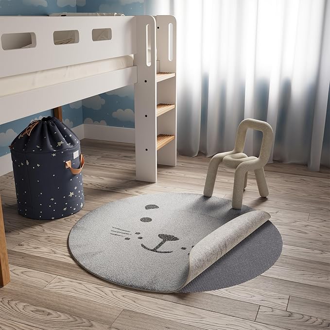 Veken 4 Ft Round Rug Pad Gripper for Hardwood Floors, Circle Non Slip Rug Pads for Area Rugs, Thick Dark Grey Rug Grippers for Tile Floors, Under Carpet Anti Skid Mat, Keep Your Rugs Safe and in Place