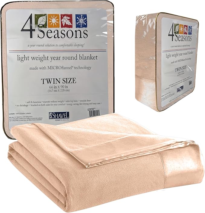 Thermee Micro Flannel Twin Size Blankets, Lightweight All Seasons Cozy Blanket, Throw Blankets for Home and Living Room, Comfy & Soft Blanket for Couch, Machine Wash, No Pilling -Tan