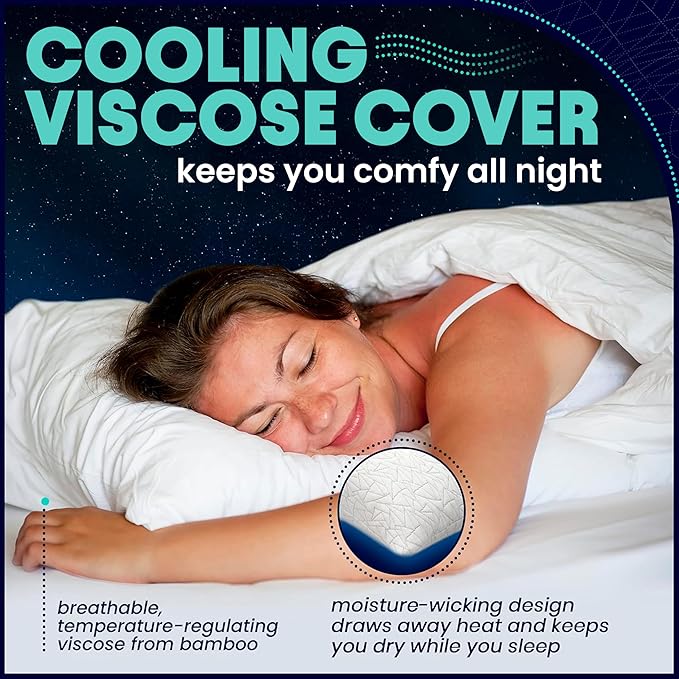 EnerPlex King Size Memory Foam Pillows - Pack of 2 - Adjustable Fill for Sleeping w/Extra Stuffing - CertiPUR-US Certified - Removable Viscose from Bamboo Cover - Machine Washable Firm Cushioning