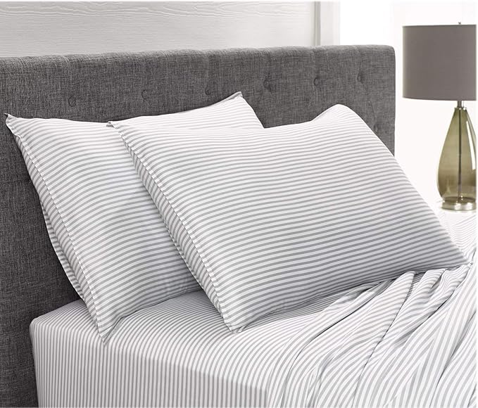 Pure Bamboo California King Sheets, Genuine 100% Organic Viscose Derived from Bamboo Bed Sheet Set, Soft & Cooling, Double Stitching, 2 Year Quality Promise (California King, Stripes)
