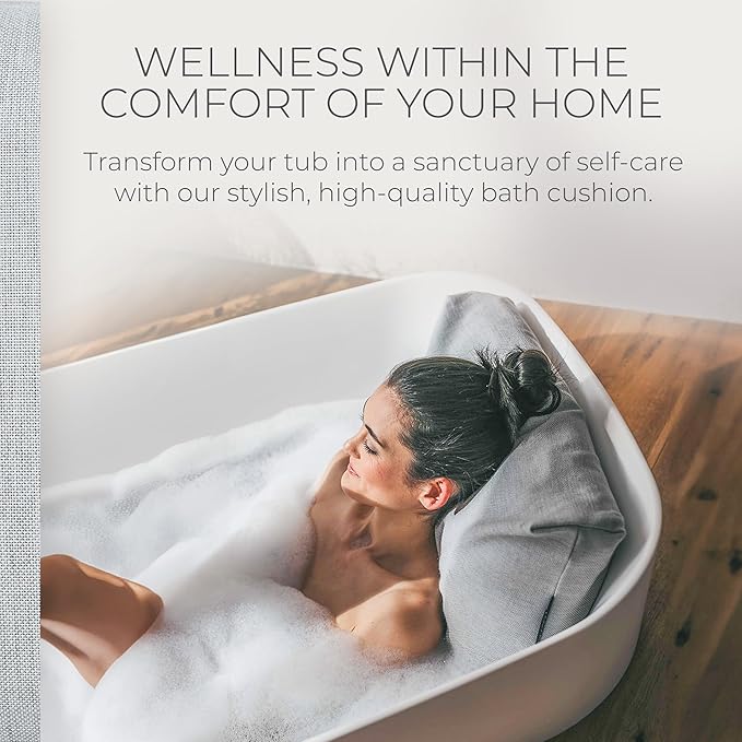 BADESOFA® Luxury Bathtub Pillow L - Large Bath Pillow for Therapeutic Neck and Back Support Quick-Drying - Washable Full Body Bath Tub Cushion - Luxury Spa Cushion in Grey