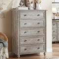 Farmhouse 5 Drawers Dresser for Bedroom, Wood 45" Tall Chest of Drawers, Dresser Rustic Storage Dressers Organizer with Metal Handle Closet for Living Room, Hallway Entryway