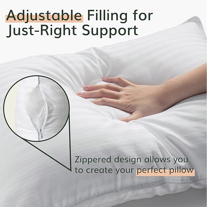 Fern and Willow Premium Queen Size Bed Pillows - Set of 2, 28"x20" - Luxurious Ultra-Soft Cooling Pillow - Hotel Quality, Down Alternative Fill, Medium Firm Support for Side, Back & Stomach Sleepers