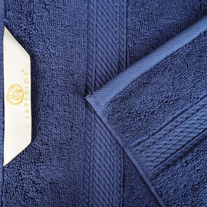 Superior Egyptian Cotton Pile 3 Piece Towel Set, Includes 1 Bath, 1 Hand, 1 Face Towel/Washcloth, Ultra Soft Luxury Towels, Thick Plush Essentials, Guest Bath, Spa, Hotel Bathroom, Navy Blue