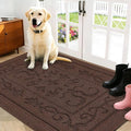 FONEYI Indoor Door Mat, Front Back Door Mat 36" x 59" Non-Slip Rubber Backing Door Rug, Machine Washable Entry Rug, Low Profile Absorbent Dirt Trapper Doormat Inside Floor Mats for Entryway, Coffee