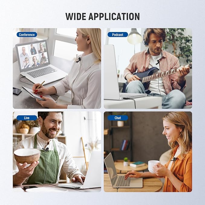 NEEWER USB A Lapel Microphone, Plug & Play Mini Omnidirectional Clip On Lavalier Mic 2m Cable for USB 2.0 Mac Windows PC Laptop Computer YouTube Skype Podcast Gaming Vlog Video Conferencing, LM1