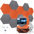 Self-Adhesive Acoustic Panels [390 lbs/yd³ Ultra-High Density], 2nd Generation Sound Absorbing Panel, Professional Level Sound Panel, Polyester Soundproof Foam [Size M, Orange & Moon Grey]