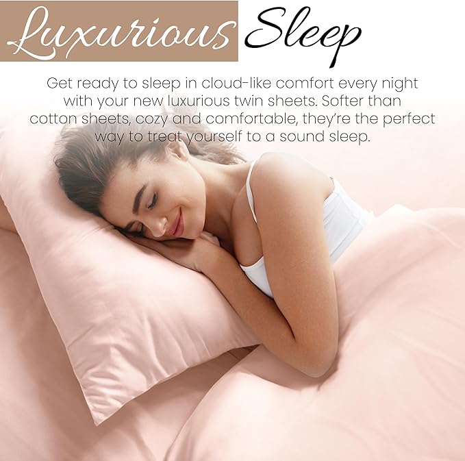 Linen Market Bed Sheets for Twin Size Bed (Blush) - Sleep Better Than Ever with These Soft and Cooling Twin Sheets - Deep Pocket Fits 16" Thick Beds - 3 Piece Twin Sheet Set