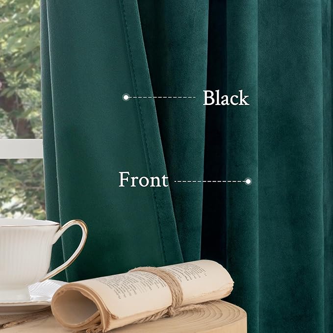 LAMIT Teal Velvet Curtains 84 Inch Length for Living Room, Soft Thermal Insulated Panels Room Darkeing Back Tab and Rod Pocket Christmas Drapes for Bedroom/Party/Hotel Hall, 2 Panels, 52 x 84 Inch