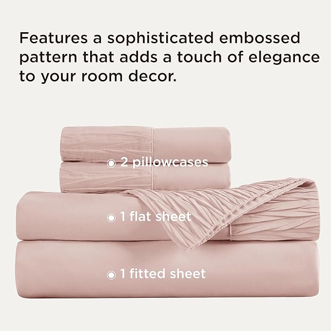 Bedsure Full Size Bed Sheets - 4 Pieces Soft Full Sheet Set - Breathable & Cooling - Hotel Luxury - Easy Care Polyester Microfiber Bedding for Women, Men, Dusty Pink