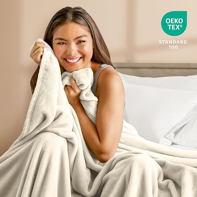 Bare Home Fleece Blanket - Twin/Twin Extra Long - Ultra-Soft Lightweight for Bed, Sofa, and Couch - Luxury Microplush - Cozy Warm Blanket (Twin/Twin XL, Oyster)
