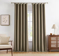 Vision Home Brown Linen Full Blackout Curtains 90 inch Long for Bedroom Living Room Darkening Soundproof Window Panels Thermal Insulated Rod Pocket Back Tab Neutral Drapes 56" Wx90 Lx2