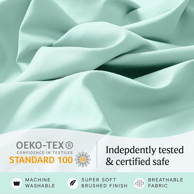 LuxClub 4 PC Sheet Set Bed Sheets Deep Pockets 16" Eco Friendly Wrinkle Free Cooling Machine Washable Hotel Bedding Silky Soft - Aquamarine California King