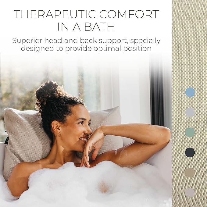 BADESOFA® Luxury Bathtub Pillow L - Large Bath Pillow for Therapeutic Neck and Back Support Quick-Drying - Washable Full Body Bath Tub Cushion - Luxury Spa Cushion in Beige
