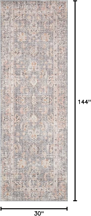 Loloi Skye Collection SKY-01 Grey/Apricot 2'-6" x 12'-0" Runner Rug
