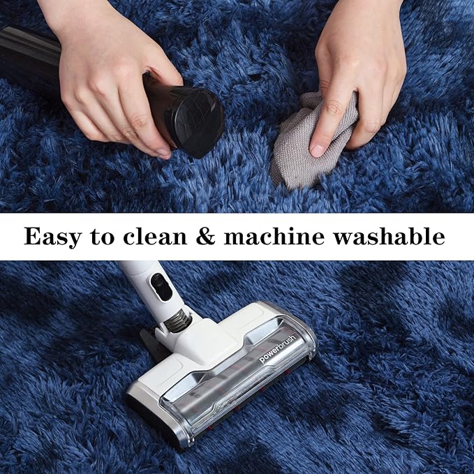 duduta Navy Blue Soft Fluffy Rug 5x8 ft, Tie-Dyed Shag Fuzzy Plush Rectangle Carpet for Bedroom Nursery Living Room Home Decor
